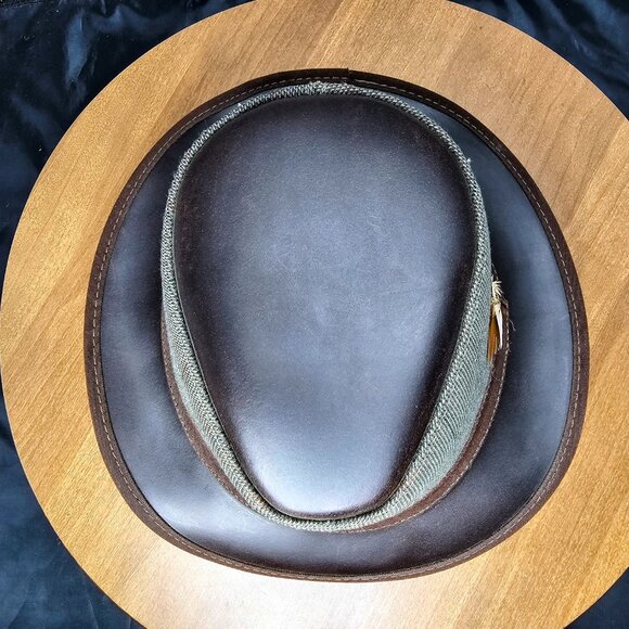 Eco Soho Leather / Fabric Fedora American Hat Makers | Brown | XX-LARGE RARE - Picture 7 of 9